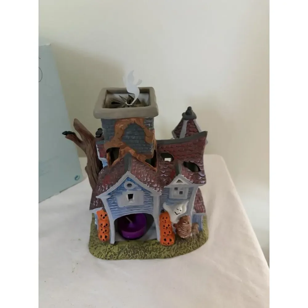 PartyLite Haunted Halloween Tealight Candle House P7862 Retired Boxed Ghost
